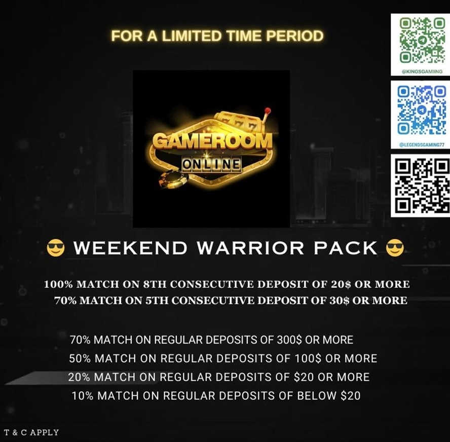 Gameroom Limited Bonusses